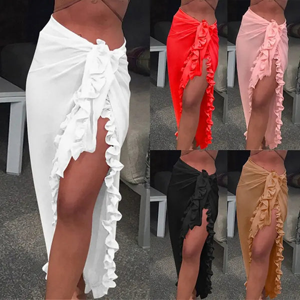 Robe portefeuille paréo de plage en mousseline de soie