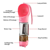 Portable Chat Chien Bouteille d’eau Mangeoire de nourriture Distributeur de caca 3 en 1