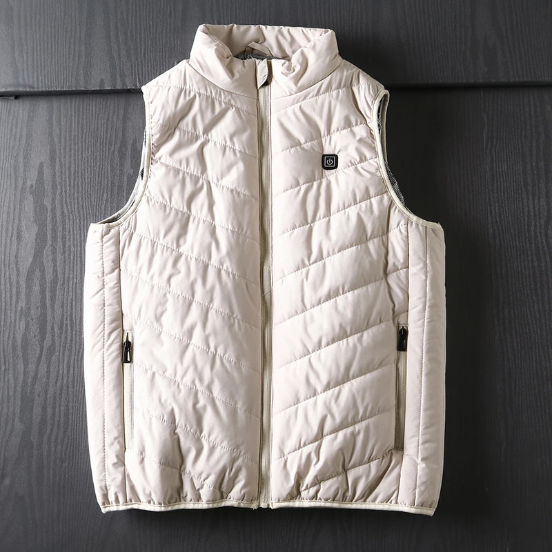 Gilet chauffant pour homme à col montant, isolant thermique électrique, idéal pour l'hiver.