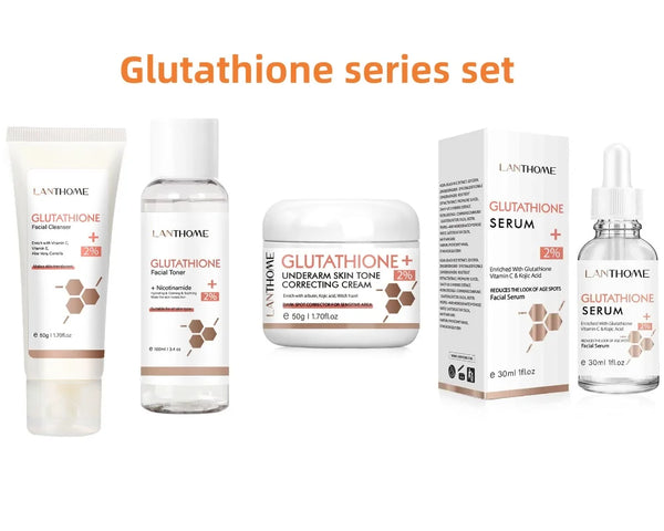 "Kit Visage Glutathion 4PCS : Blanchiment de la Peau, Hydratation, Toner, Sérum, Crème, Nettoyant – Soins de la Peau pour Femmes"