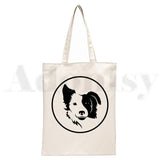 Sac en toile élégant unisexe "I Love My Border Collie", style Harajuku, idéal pour le shopping et un usage décontracté.