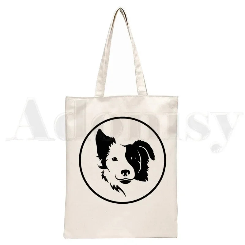 Sac en toile élégant unisexe "I Love My Border Collie", style Harajuku, idéal pour le shopping et un usage décontracté.