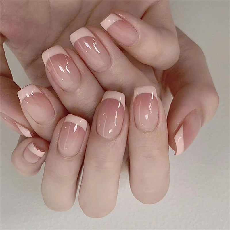 Faux ongles amandes pour Noël, couverture complète, adhésif acrylique, 24 pièces