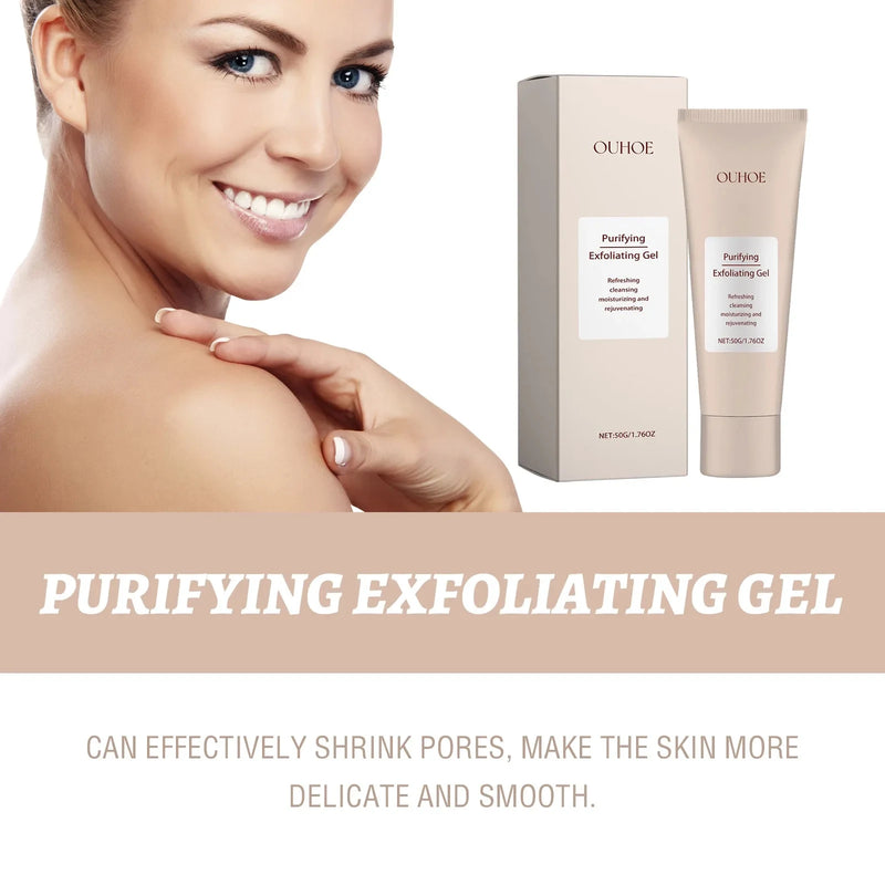 Gel Exfoliant Réducteur de Pores, Répare les Rougeurs, Nettoyage Profond, Élimine les Peaux Mortes, Atténue les Taches Brunes, Éclaire et Hydrate, Gommage Peeling pour le Visage