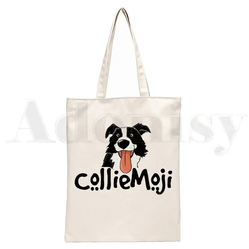 Sac en toile élégant unisexe "I Love My Border Collie", style Harajuku, idéal pour le shopping et un usage décontracté.