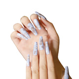 Faux ongles amandes pour Noël, couverture complète, adhésif acrylique, 24 pièces