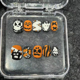 Faux-ongles courts faits à la main pour Halloween, citrouille, sorcière, fantôme, 10 pièces