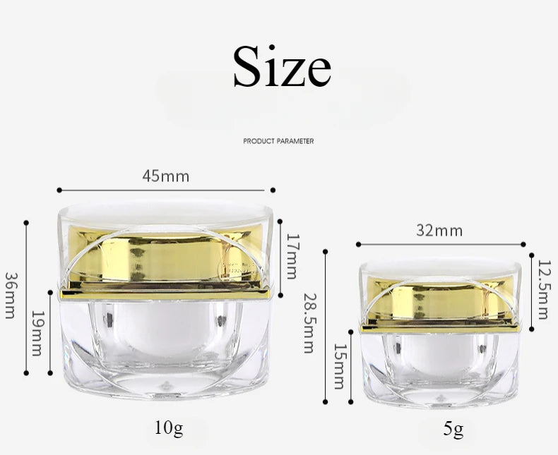 10g Clear Octagonal Jar with Gold Lid - For Cream, Makeup &amp; Jewelry