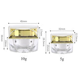 10g Clear Octagonal Jar with Gold Lid - For Cream, Makeup &amp; Jewelry