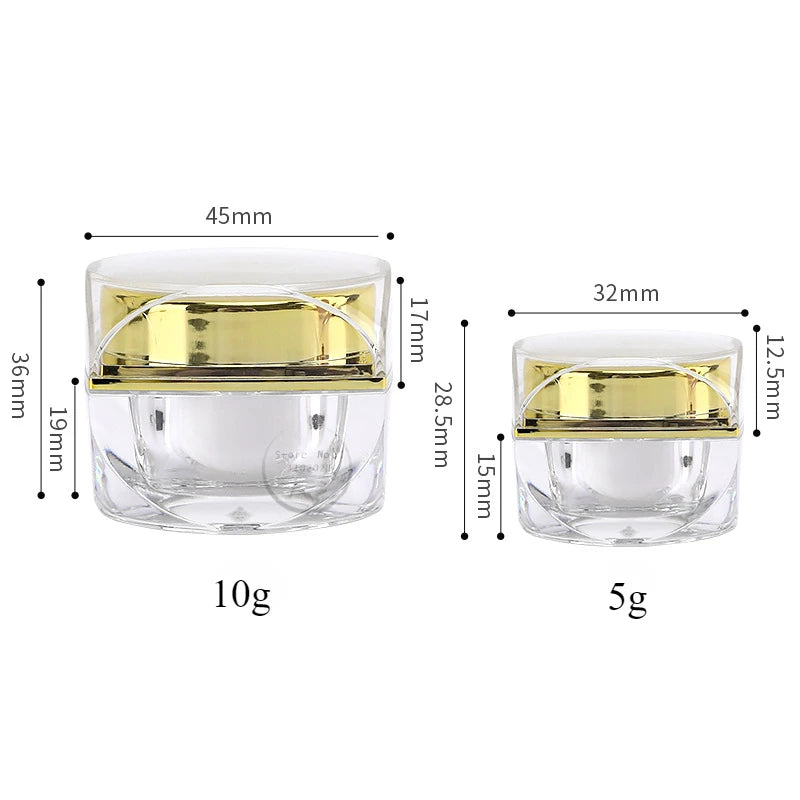 10g Clear Octagonal Jar with Gold Lid - For Cream, Makeup &amp; Jewelry