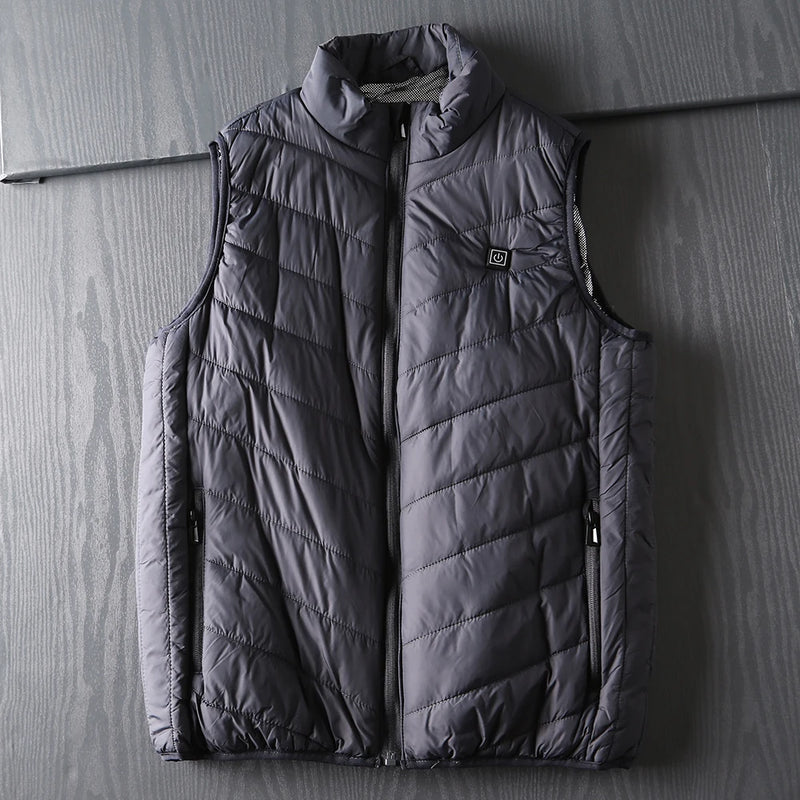 Gilet chauffant pour homme à col montant, isolant thermique électrique, idéal pour l'hiver.