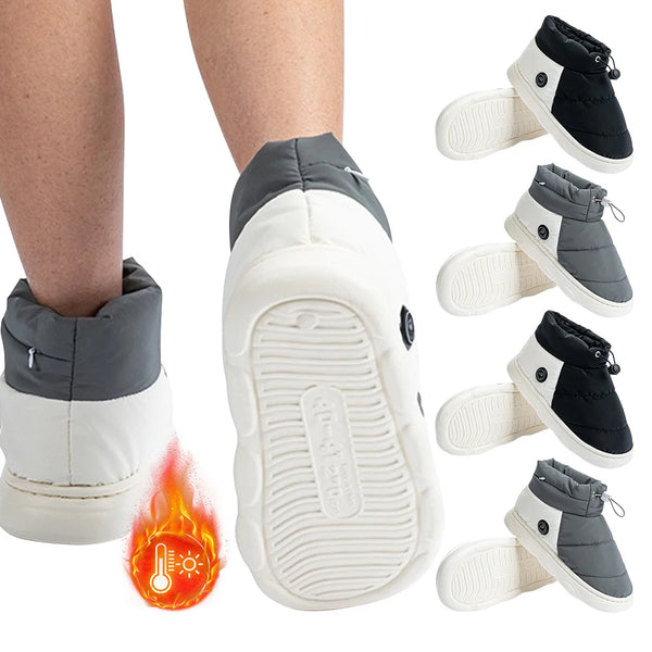 Chaussures Chauffantes Hiver Unisexes avec 3 Niveaux de Chaleur, Rechargeables pour Maison et Bureau